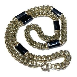 Banana Republic Chunky Chain Necklace 31” Black Enamel Accents